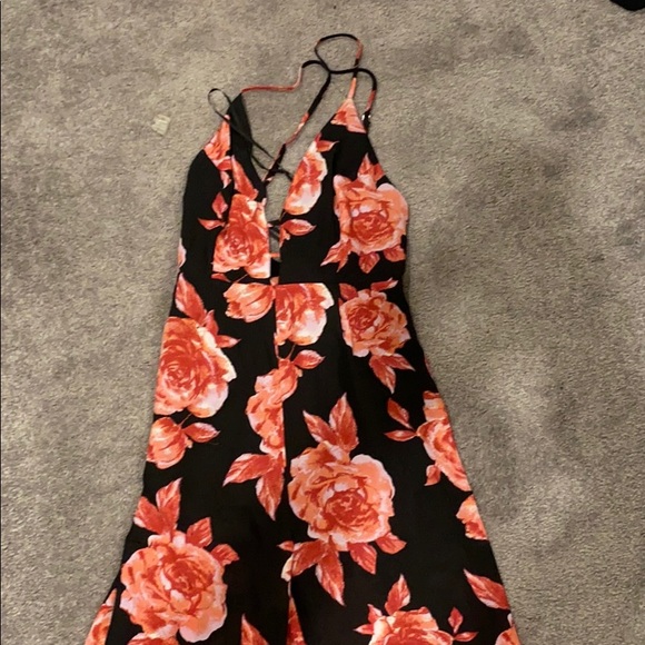 Black and Pink Floral Jumpsuit - Picture 4 of 5